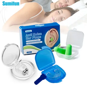 

2pcs Anti Snoring Mouthpiece Devices Stop Grinding Nose Clip Teeth &Snoring Snore Stopper Silicone Sleep Tray Soft Foam Earplugs