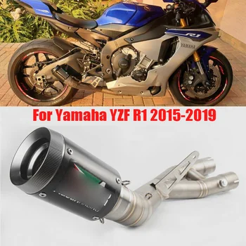

Motorcycle Exhaust Tip Connect Link Tube Exhaust System Silencer Escape Muffler Pipe Slip on R1 for Yamaha YZF R1 2017 2018 2019