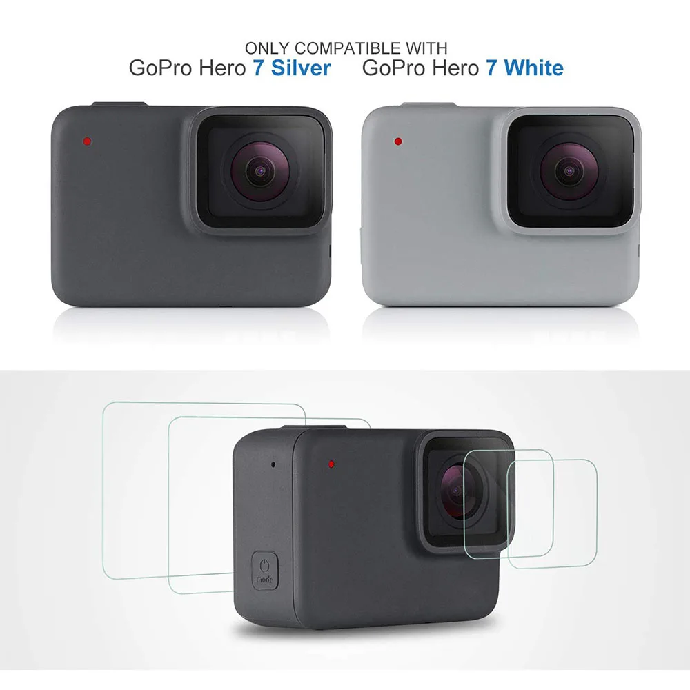Защитная пленка из закаленного стекла для GoPro Hero 7, белая/Серебристая Защитная пленка для GoPro Hero7, набор аксессуаров для экшн-камеры