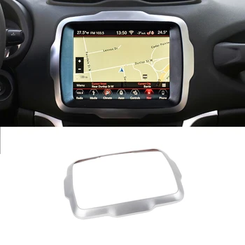 

Car Stereo Panel Cover Navigation GPS Decorative Trim for Jeep Renegade 2018 2019 Interior Accessories Silver