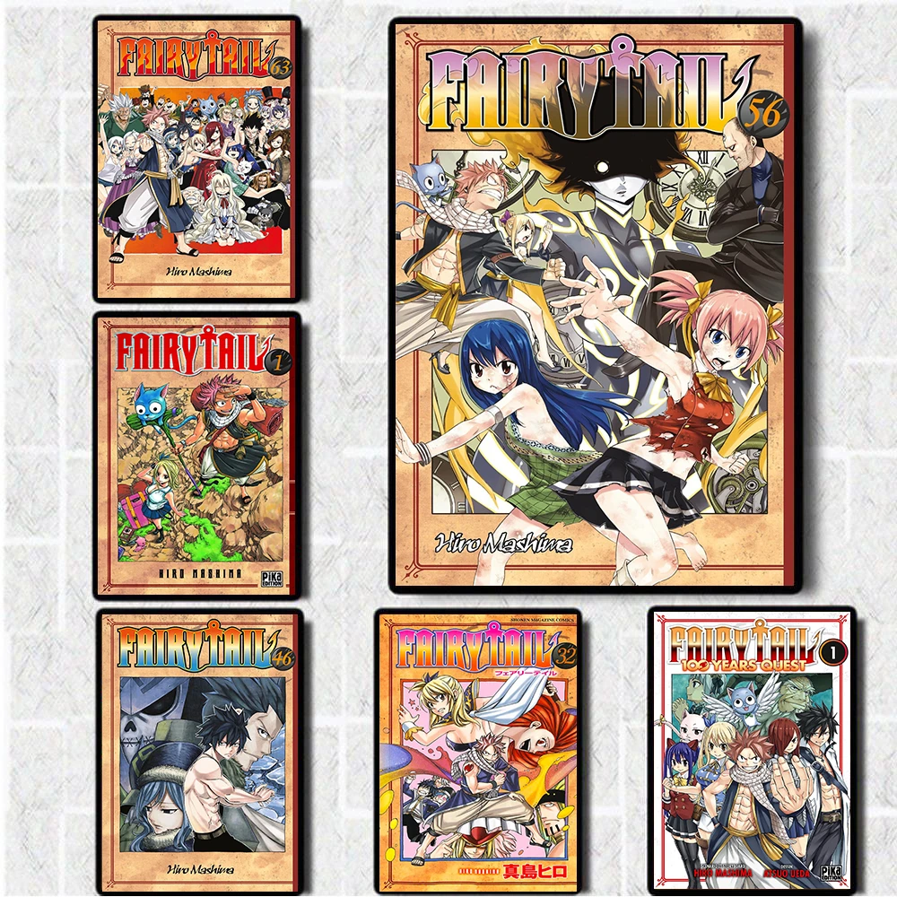 Fairy Tail Classic Japanese Juvenile Combat Anime Vintage Kraft Paper Poster Comic Cover Wall Sticker For Home Art Decorative Wall Stickers Aliexpress