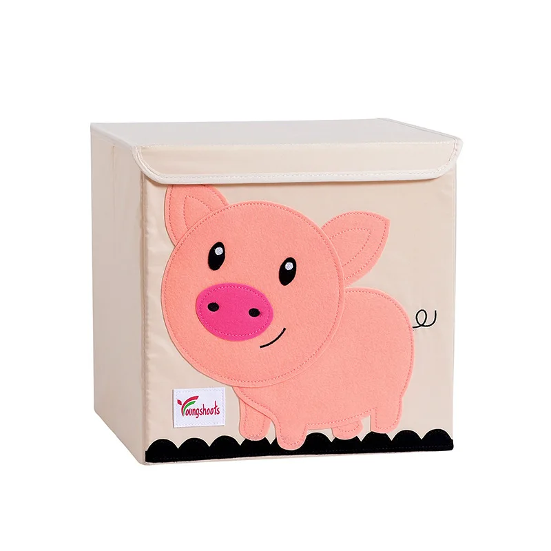 Мультфильм животных вышивка складной ящик для хранения мыть ткань Оксфорд шкаф сумка для хранения детские игрушки - Цвет: Pig