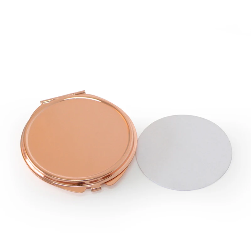 Sublimation Rose Gold Round Shaped Compact Mirror With Logo 10/Lot#18032-4