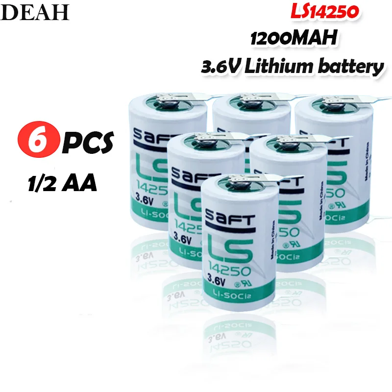 6 шт./лот новый оригинальный SAFT LS 14250 LS14250 3 V 1/2 AA 1/2AA Первичная батарея ПЛК литиевая