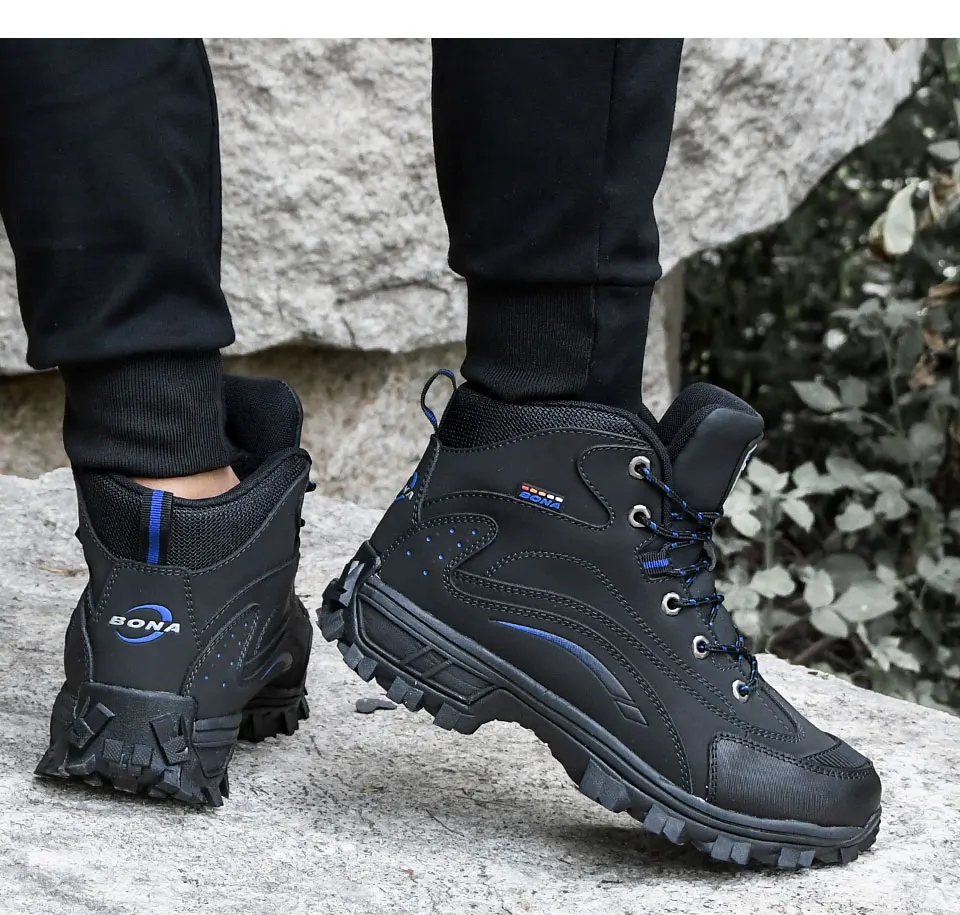 BONA 2020 New Designers Nubuck Snow Boots Warm Plush Boots Men Ankle Boot Outdoor Non-Slip Winter Footwear Masculino Comfortable