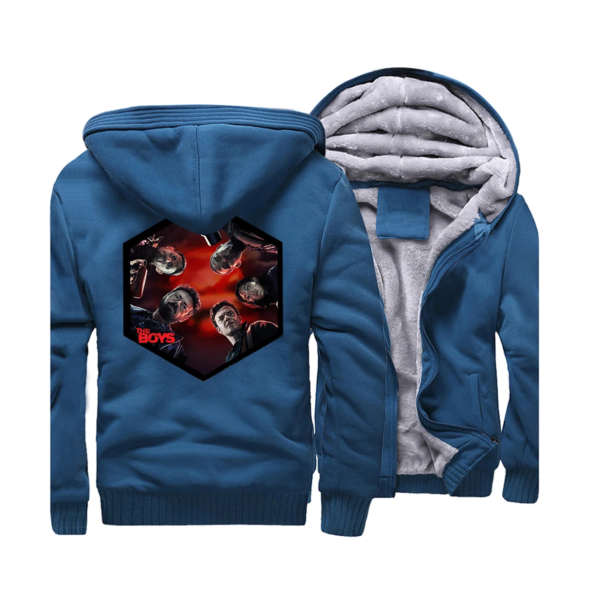 TV Show Anti Hero The Boy Thick Hoodies Hughie The Seven Print Hoody Mens Winter Warm Jacket Zipper Hooded Fleece Casual Hoodie