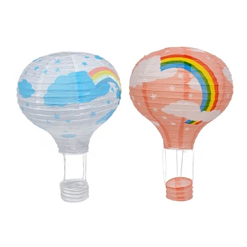 

Big deal 2pcs 12Inch Hot Air Balloon Paper Lantern Lampshade Ceiling Light Wedding Party Decor - Pink Rainbow & White Rainbow
