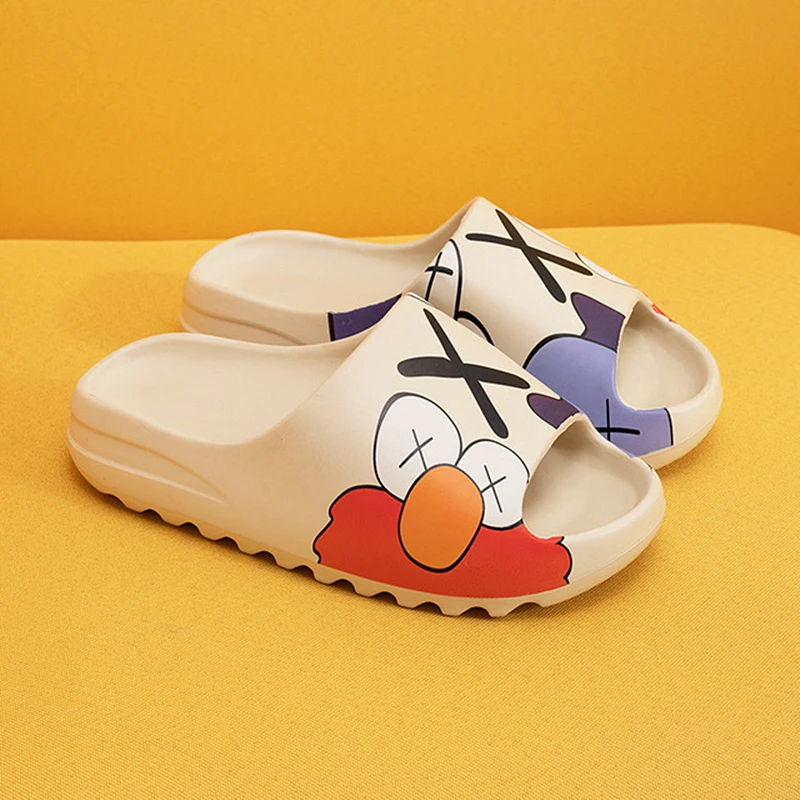 Chanclas de Boca de pescado con plataforma para hombre y mujer, chanclas de playa, suaves y antideslizantes, zapatos de casa con dibujos animados, sandalias