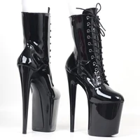 JIALUOWEI INS Style 20CM Extreme High Heels Platform Boots Lace Up Sexy Pole Dancing Ankle Boots Side Zip 5-12 - Image 5