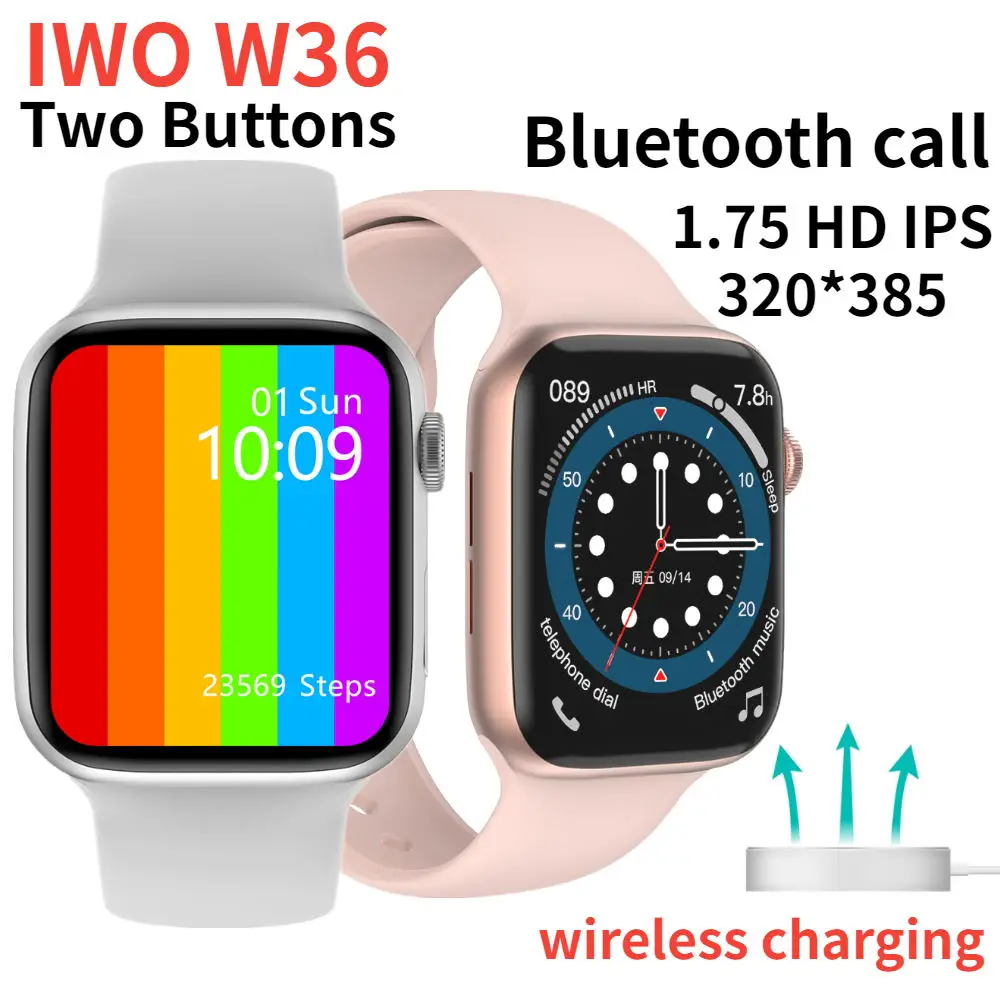 IWO W36 Смарт часы Беспроводной зарядки вызовов через Bluetooth ЭКГ сердечного ритма