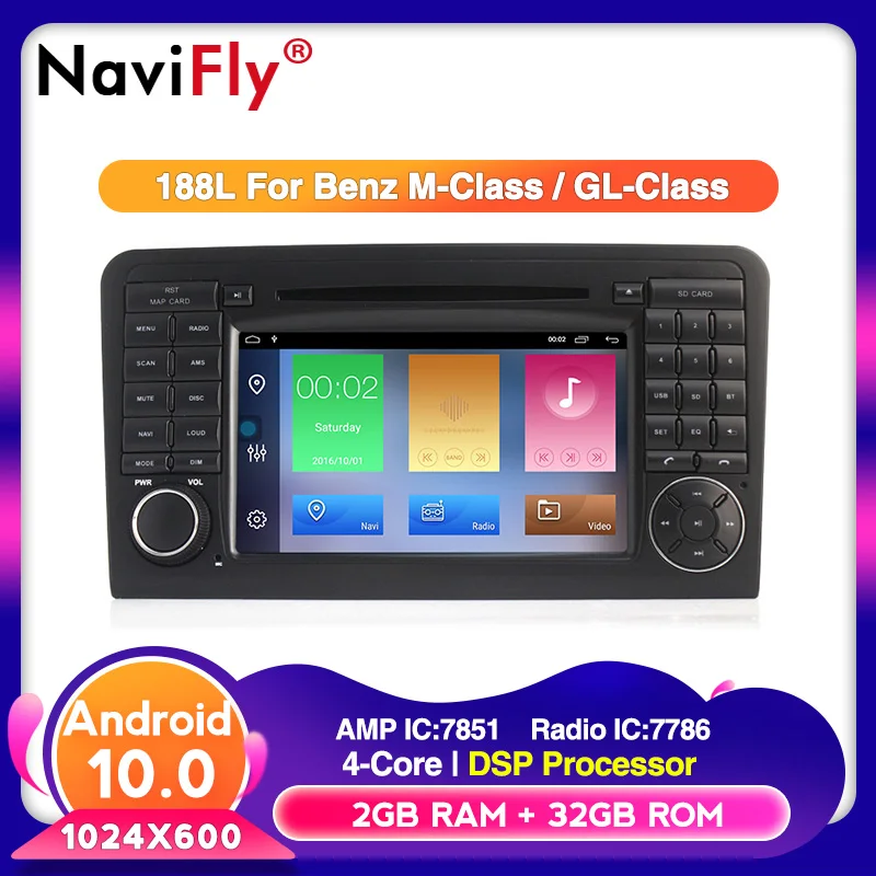 NaviFly ANDROID 10 0 4 ядра автомобильный dvd-плеер для Mercedes Benz GL ML CLASS W164 ML350 ML500 X164 GL320 GPS