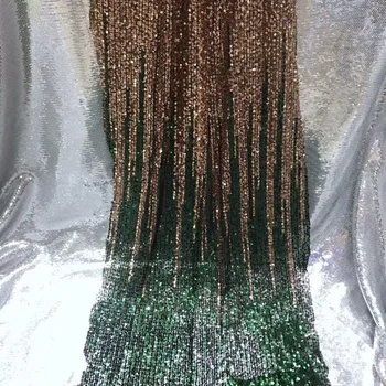 

2020 Nigerian French Net Lace Fabric Green Gold Embroidered African Lace Fabric High Quality Dubai Guipure Mesh Lace 5 Yards