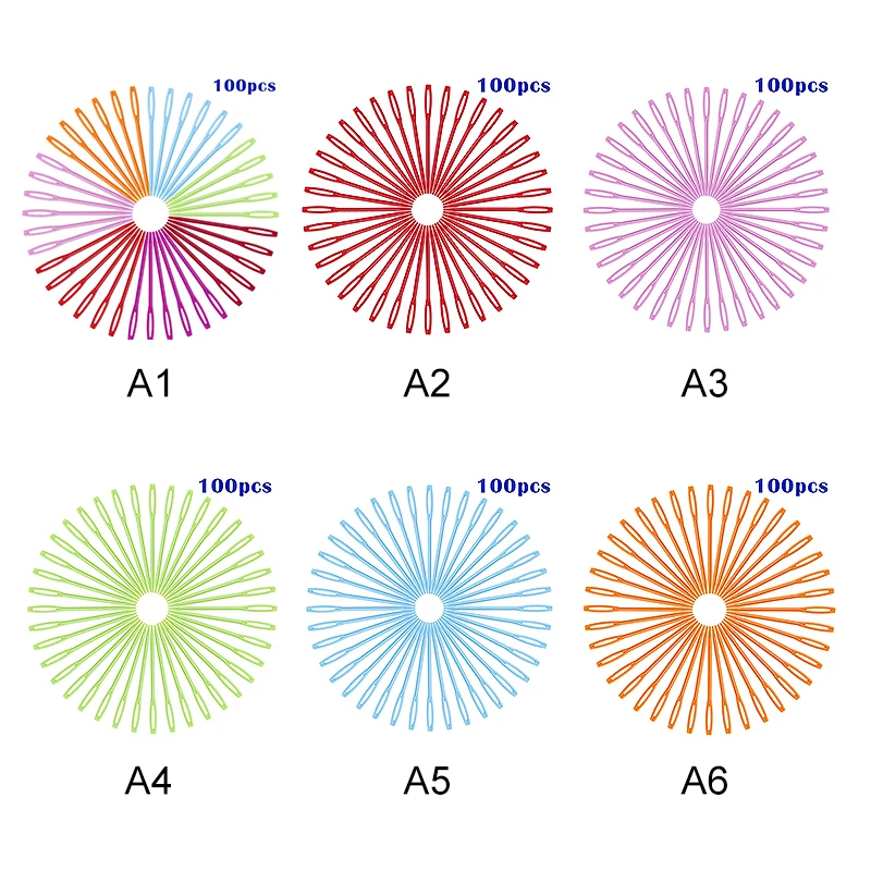 100 шт./компл. DIY Пластик иглы гобелен швейная шерстяной пряжи для детей инструмент для вязания крючком детские цветные Пластик иглы