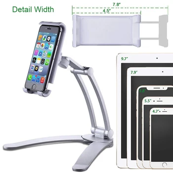 

Tablet Stand Wall Kitchen Desk Tablet Mount Stand Fit for 5-10.5 Inch Width Tablet Metal Bracket Smartphones Holders