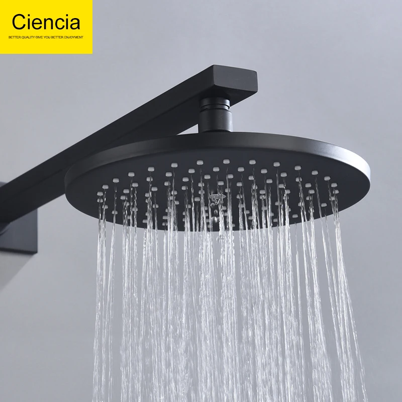 

Ciencia Stainless Steel Fixed Shower Head Matt Black High Pressure Rain Shower Head for Bathroom 8 Inch Overhead Shower Head