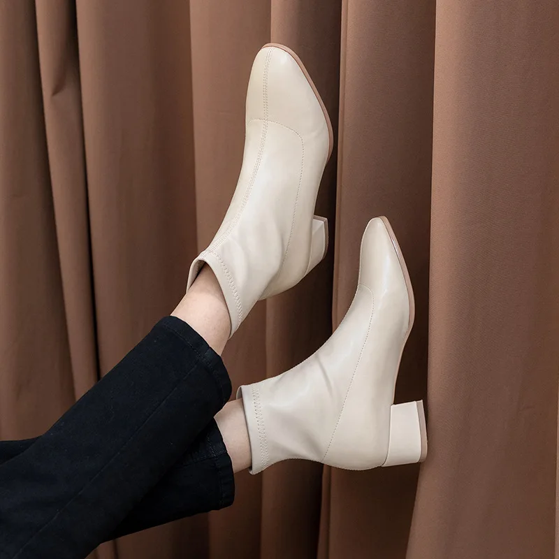 

2019 Autumn And Winter 32 Small 33 Online Celebrity Thin Boots Ankle Boots 42 Square Head Large Size 41 Chunky-Heel 43 Stretch B