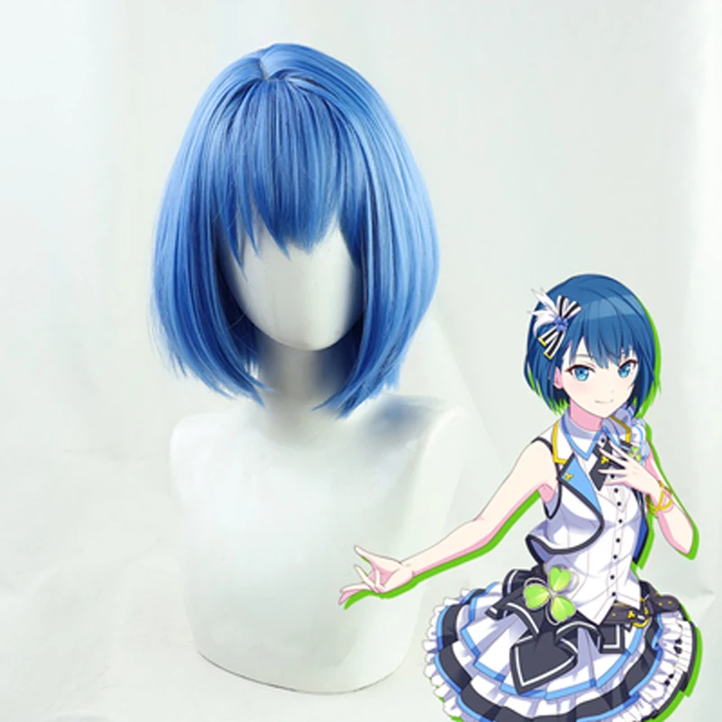 VTuber Kiritani Haruka Wig MORE JUMP! Straight Blue Girls Cosplay Short Synthetic Hair Role Play + Cap |