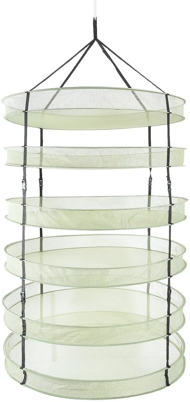 

3Ft/ 90cm Diameter 4/6 Layers Herb Drying Rack Net Steel Rings Foldable Hanging Dryer Rack Collapsible Mesh Hydroponic