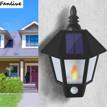 

10pcs LumiParty LED Solar Powered Wall Light Outdoor Waterproof Body Induction Flame Lamp Home Garden Yard Lighting