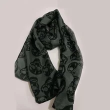 Осенний женский череп шарф с принтом для женщин шарф из хлопка и льна Летняя Пляжная длинная шаль обертывания Элегантный женский Мягкий тонкий головной платок обертывания