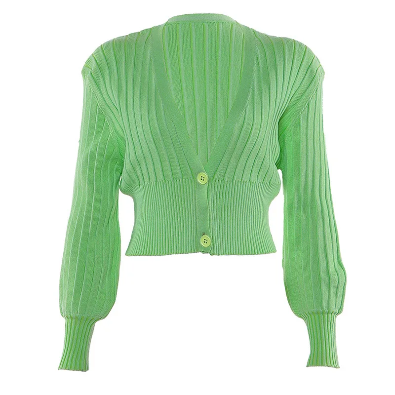Модный повседневный тонкий осенний вязаный кардиган, Однотонный свитер с v-образным вырезом, длинный рукав, женская зимняя одежда, кнопка, открытая стежка, сексуальный клубный