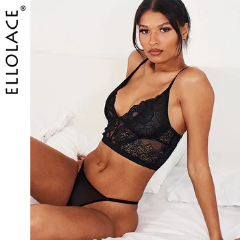 

Ellolace Lace Crop Top Sexy Bra Women Summer Bustier Embroidery Strapless Bra Female Boob Tube Top Sexy See Through Brassiere