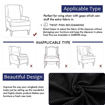 

Wingback Sloping Arm King Back Chair Cover Elastic Armchair Wing Sofa Back Chair Cover Stretch Protector Slip Cover Protector De