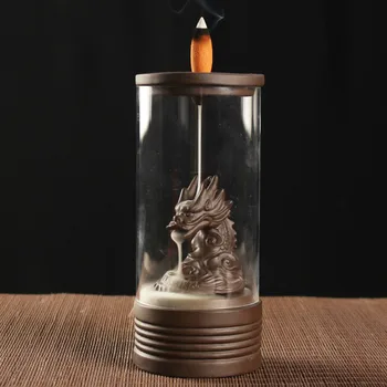 

18*8cm Decoration Ornaments Ceramic Smoke Incense Burner Censer Holder Home Decor With Dragon Pattern