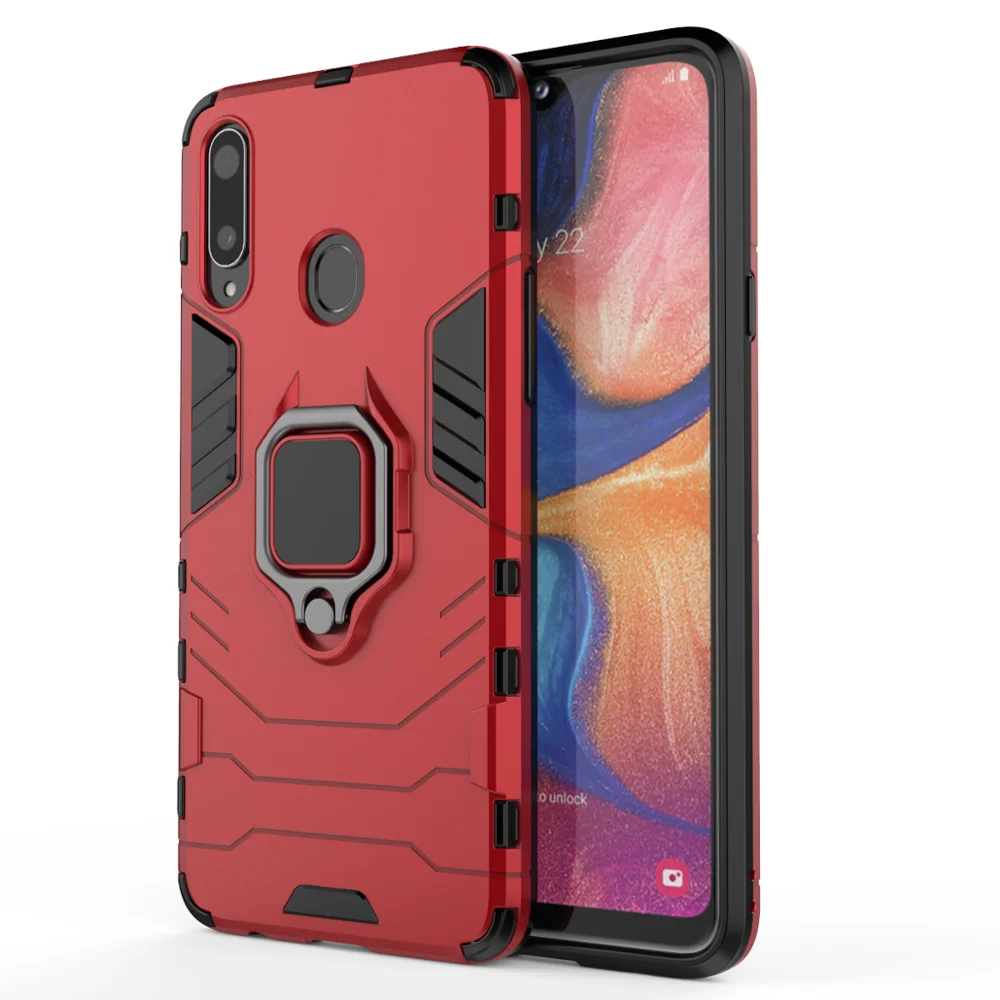 Для A20S чехол для samsung Galaxy A20S чехол роскошное кольцо задняя крышка Подставка Броня противоударный чехол для samsung Galaxy A20S чехол - Цвет: red