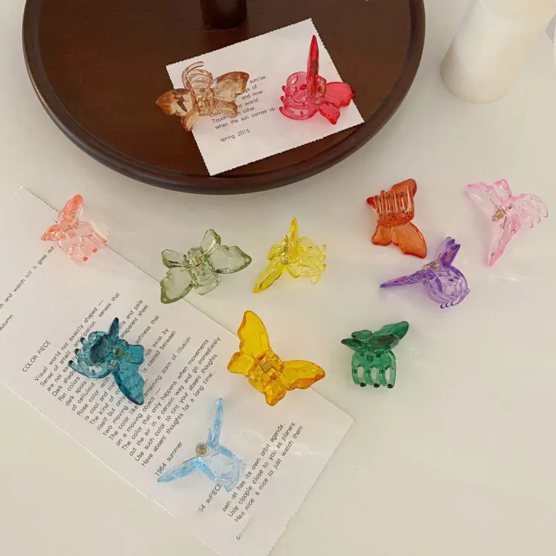 Mini Hair Claw Butterfly Acrylic Hairpins Crab Bath Hair Clip Clear Hair Claws Hair Accessories Butterfly Hair Claws Hairgrips 1pcs a4 l shape mini sign display holder wood l shape counter top stand clear acrylic price card tag label stand a5 a6