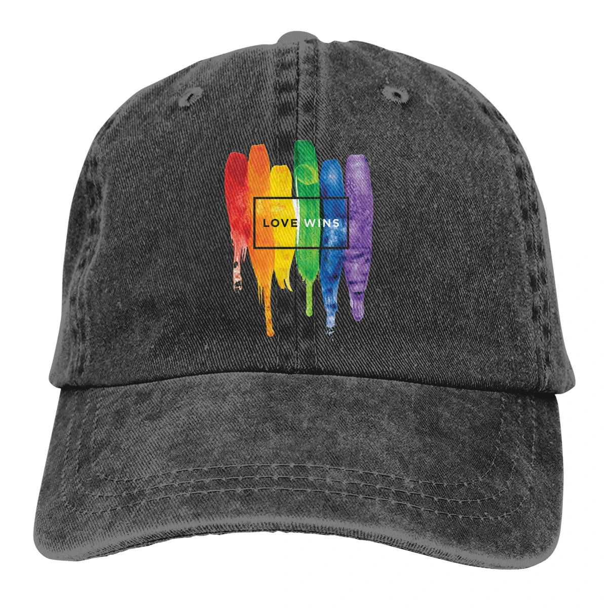 

Watercolor LGBT Love Wins Rainbow Paint Typographic The Baseball Cap Peaked capt Unisex Outdoor Custom LGBT transgender Hats