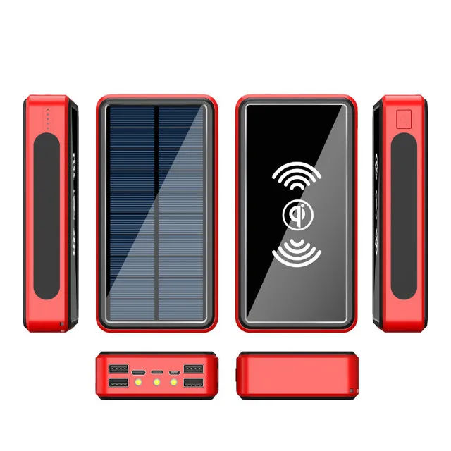 Wireless Solar 80000mAh Power Bank Portable Charger 4USB Outdoor LED Fast Charger Poverbank External Battery for Xiaomi IPhone power bank 50000mah Power Bank