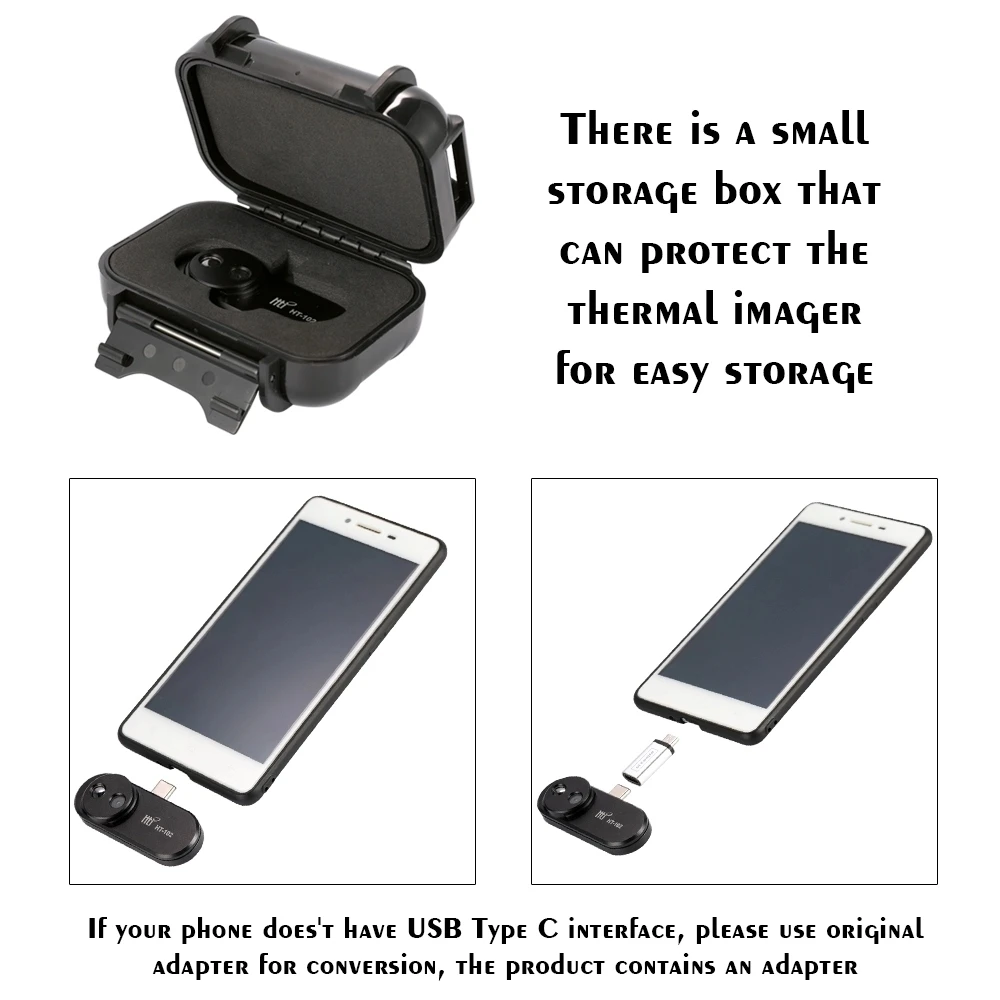 US $129.00 Mobile Phone Thermal Imager External Image Camera Video HT102 Thermometer Thermal Imager Night Vision OTG Android Phone 814m