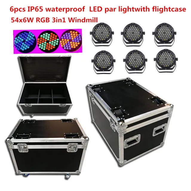 6X IP65 Водонепроницаемый 54x6 Вт led Par свет с flightcase RGBW RGB 3в1 ветряная мельница Теплый Белый led par открытый профессиональный этап - Цвет: 54x6W RGB Windmill