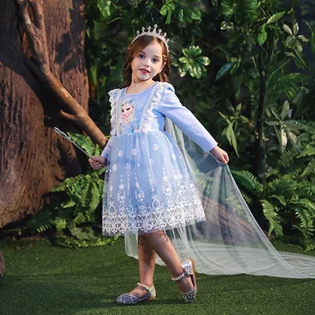 

dress elsa princess baby girl clothes vestido infantil kids dresses for girls loog sleeve robe costume menina roupa toddler jurk