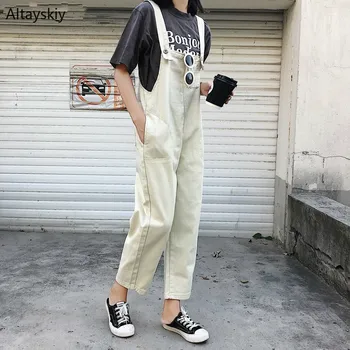 

Jumpsuits Women Korean Style Daily Loose Students Thin Casual Summer Denim All-match Simple Trousers Chic Solid Womens Jumpsuit