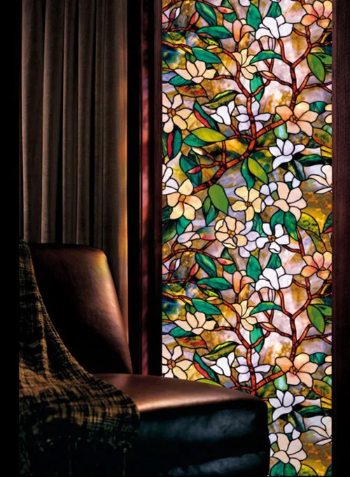 Wholesale Roll Static Cling Stained Glass Window Film Leaf Grape Magnolia Orchid Flower Cobblestone Privacy Textured 90cmx25m Decorative Films Aliexpress