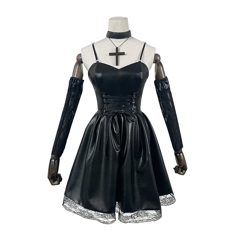 DEATH NOTE Misa Amane vestido de Cosplay para mujer, traje de MisaMisa de cuero PU para fiesta de Halloween, pelucas negras| | -