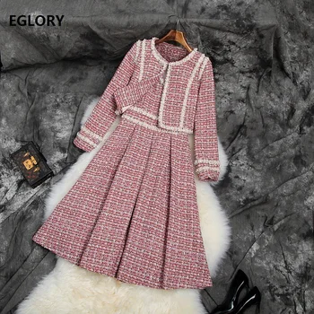 

High Quality Runway Dress 2019 Autumn Style Women Beading Turn-down Collar Short Sleeve Straight Elegant Black Work Dress Basic