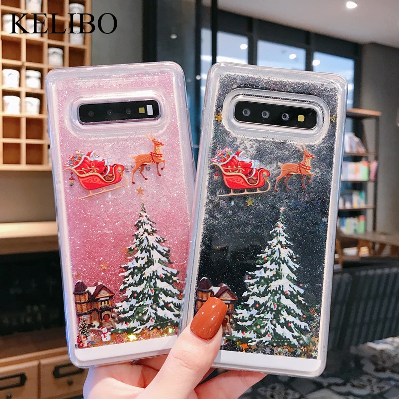 Милый мультяшный чехол для телефона с санта-клаусом и оленем Samsung S7 S8 S9 S10 Plus Note 8 9 10