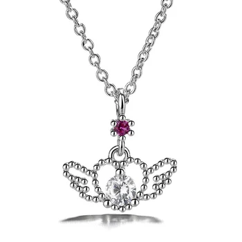 

Angel Wing Pendant Necklace Elegant Heart-shaped Crystal Clavicle Chain Charming Women Wedding Jewelry Gift