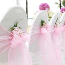 5Pcs Wedding Decoration Solid Color Sewing Edge Organza Lace Bow Chair Back flower Decoration Chair Streamers Strap Decoration 5Pcs Wedding Decoration Solid Color Sewing Edge Organza Lace Bow Chair Back flower Decoration Chair Streamers Strap Decoration