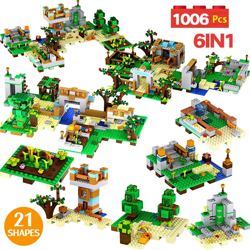 

1006PCS My World Farm Blocks Compatible Legoingly Village Creator Figures Building Blocks 6 IN 1 Toys For Children