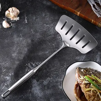 

304 Stainless Steel Fried Fish Spatula Metal Steak Fish Turner Slotted Kitchen Cooking Utensil