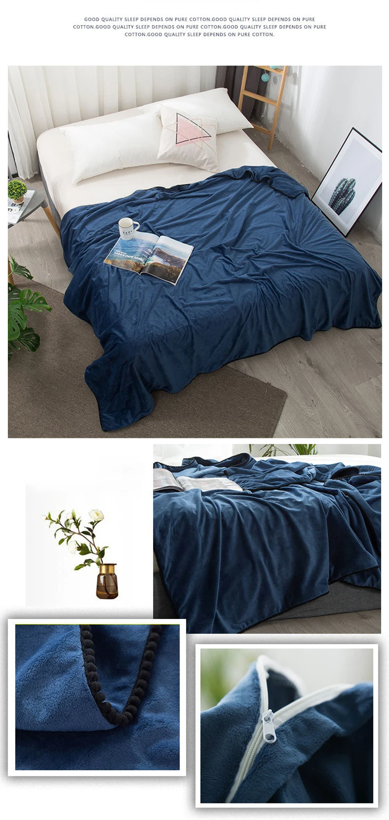 Флисовое одеяло 150*200 см, клетчатое, мягкое, плотное, одноцветное ...