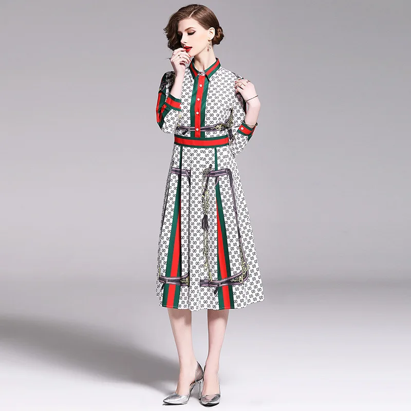 

Photo Shoot 2019 New Products Europe And America Versitile Fashion Waist Hugging Slim Fit Slimming Positioning Floral Printed Dr