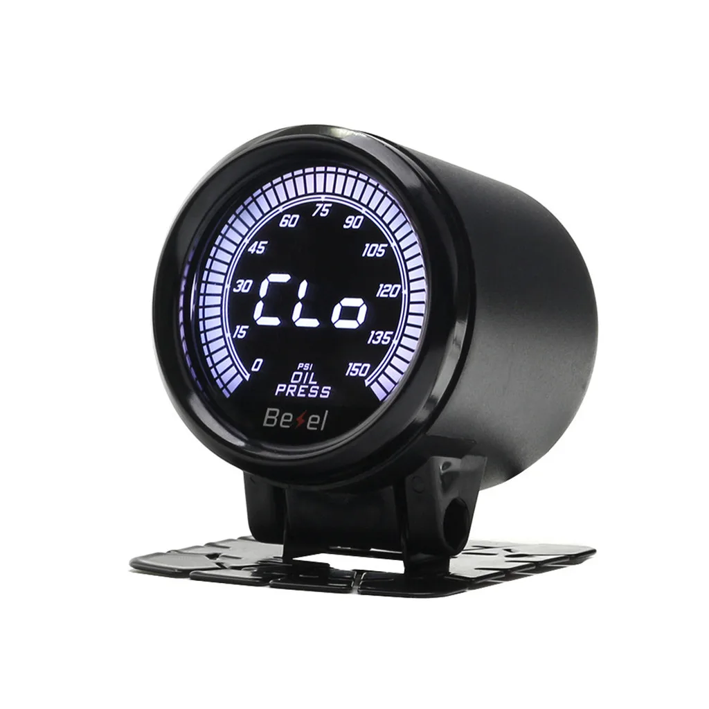 Автомобильная электроника многоцветный цифровой светодиодный дисплей Автомобильный измеритель давления масла с датчиком 2 в 52 мм 0-150psi 4 уровня зуммер