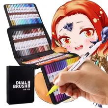 120 cores conjunto de marcadores de arte pontas duplas pincel para colorir fineliner cor marcador canetas para caligrafia desenho desenho esboçar coloração