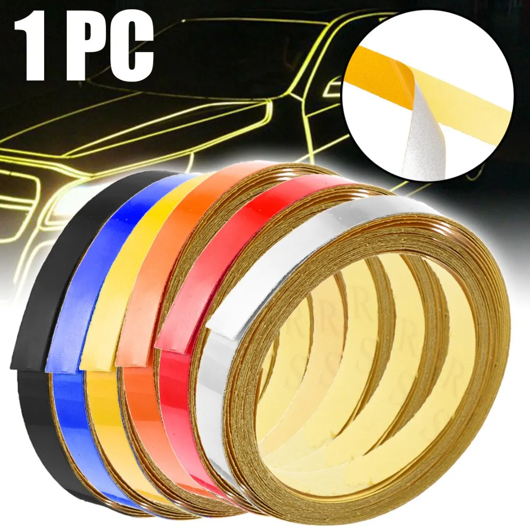 Car Styling 1PC 5M*1CM Car DIY Reflective Body Rim Self-Adhesive Stripe Decorative Sticker Tape Auto Exterior Accessories