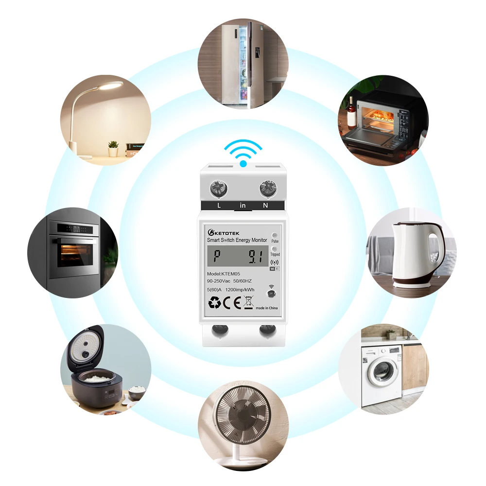 WIFI Tuya Din Rail Watt Meter AC 220V Ammeter Voltmeter Single Phase Volt Amp Active Power Energy Meter Voltage Current Montior images - 6